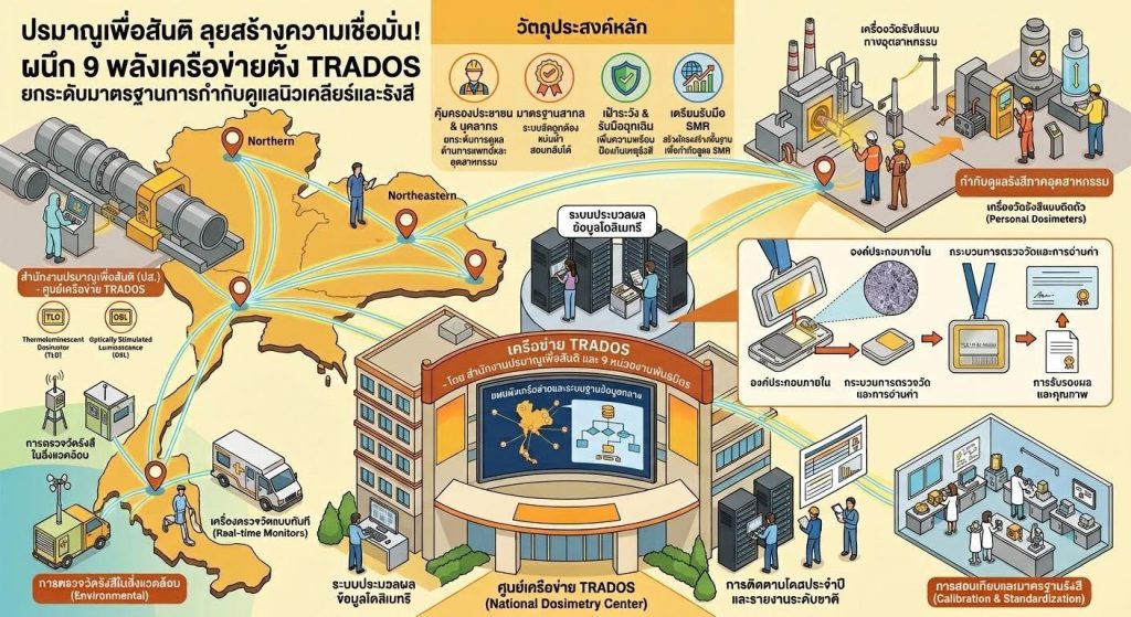 ปรมาณูเพื่อสันติ อว. “ยกระดับการกำกับดูแล“ นิวเคลียร์และรังสี ผนึก 9 พลังเครือข่ายตั้ง TRADOS ร่วมดูแลความปลอดภัยประชาชน บุคลากรด้านการแพทย์ อุตสาหกรรม พลังงาน เสริมทัพกำกับดูแลโรงไฟฟ้า SMR