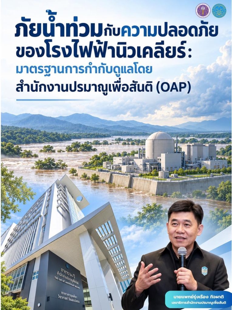 “ภัยน้ำท่วมกับความปลอดภัยของโรงไฟฟ้านิวเคลียร์: มาตรฐานการกำกับดูแลโดยสำนักงานปรมาณูเพื่อสันติ (OAP)”