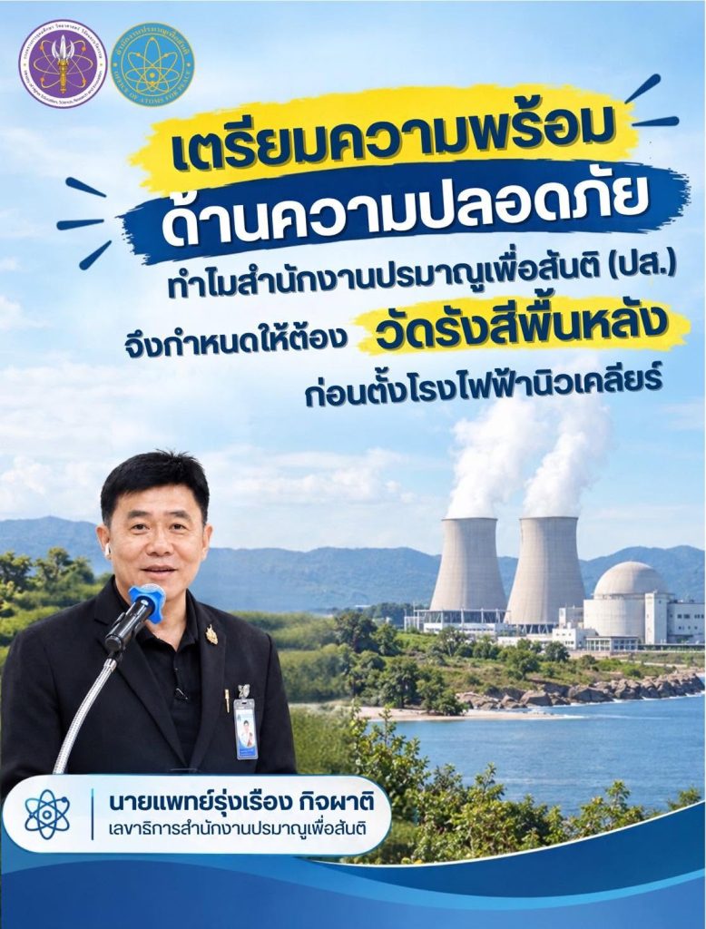 “เตรียมความพร้อมด้านความปลอดภัย: ทำไมสำนักงานปรมาณูเพื่อสันติ (ปส.) จึงกำหนดให้ต้องวัดรังสีพื้นหลังก่อนตั้งโรงไฟฟ้านิวเคลียร์”