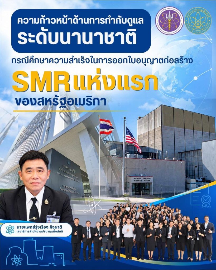 “ความก้าวหน้าด้านการกำกับดูแลระดับนานาชาติ: กรณีศึกษาความสำเร็จในการออกใบอนุญาตก่อสร้าง SMR แห่งแรกของสหรัฐอเมริกา”