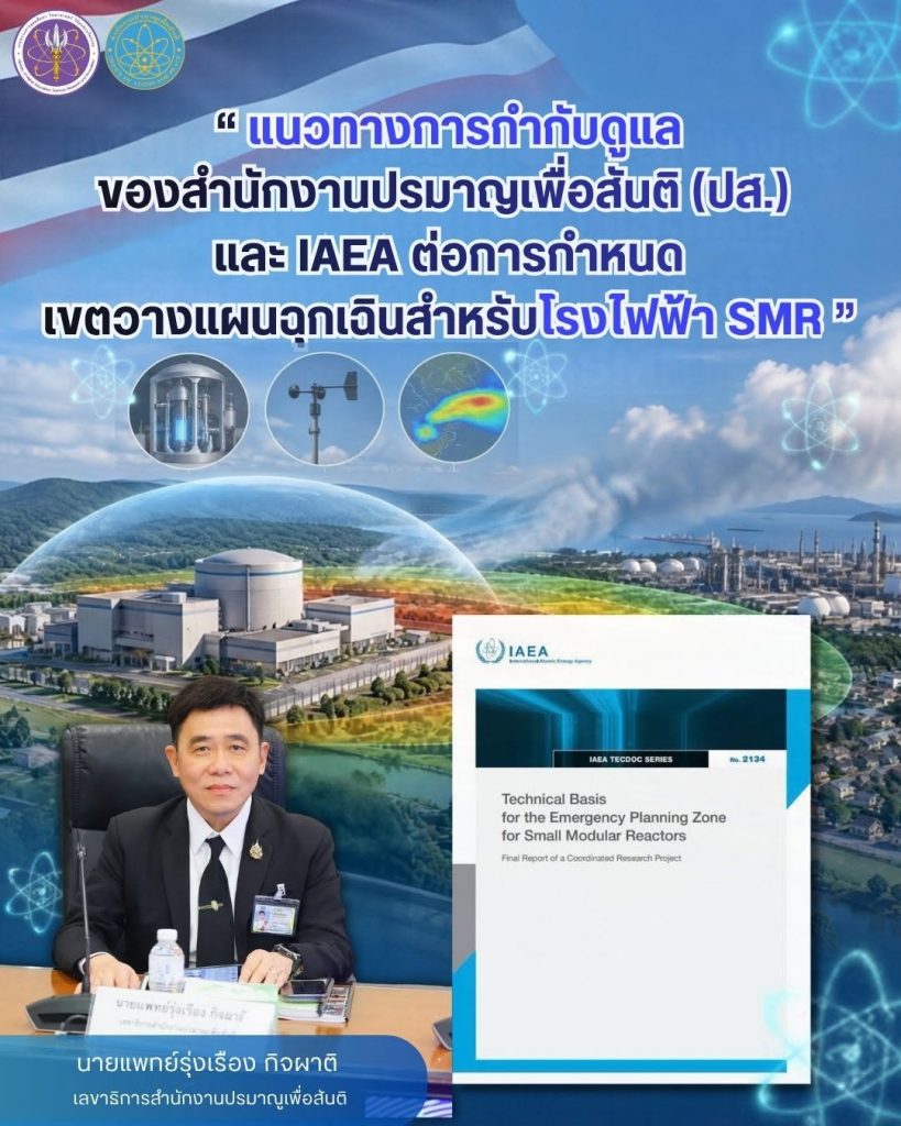 “แนวทางการกำกับดูแลของสำนักงานปรมาณูเพื่อสันติ (ปส.) และ IAEA ต่อการกำหนดเขตวางแผนฉุกเฉินสำหรับโรงไฟฟ้า SMR”
