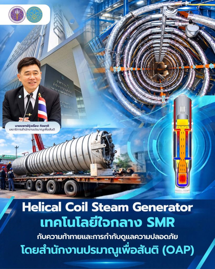 Helical Coil Steam Generator: เทคโนโลยีใจกลาง SMR กับความท้าทายและการกำกับดูแลความปลอดภัยโดยสำนักงานปรมาณูเพื่อสันติ (OAP)