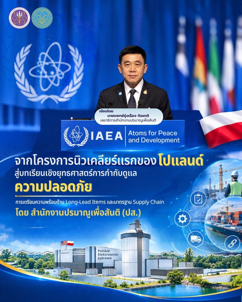 จากโครงการนิวเคลียร์แรกของโปแลนด์ สู่บทเรียนเชิงยุทธศาสตร์การกำกับดูแลความปลอดภัย: การเตรียมความพร้อมด้าน Long-Lead Items และมาตรฐาน Supply Chain โดย สำนักงานปรมาณูเพื่อสันติ (ปส.)