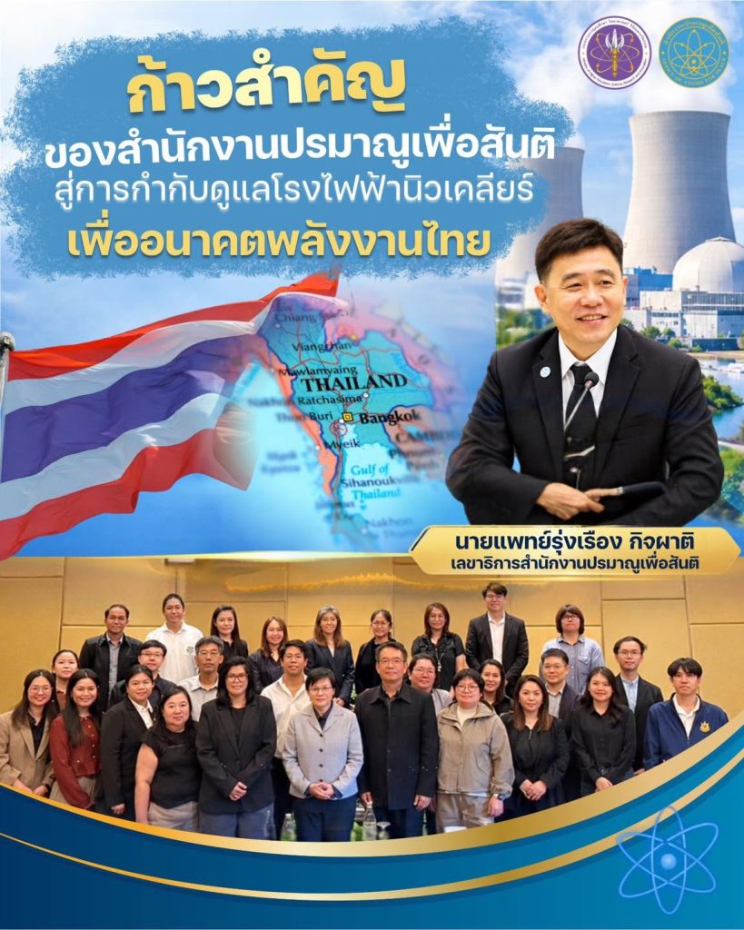 “ก้าวสำคัญของสำนักงานปรมาณูเพื่อสันติ สู่การกำกับดูแลโรงไฟฟ้านิวเคลียร์เพื่ออนาคตพลังงานไทย“
