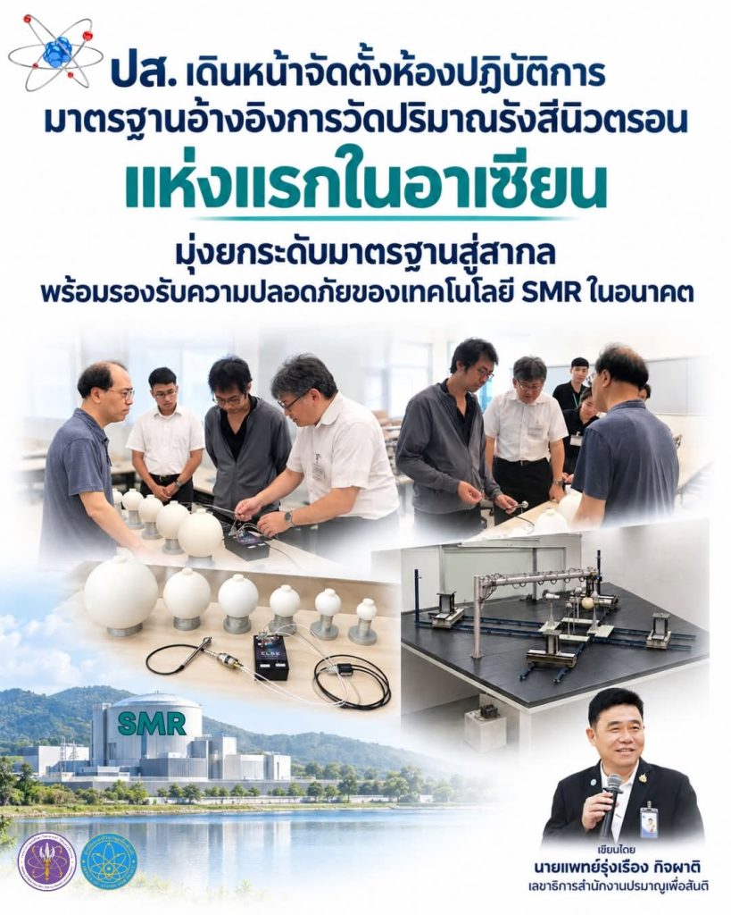 ปส. เดินหน้าจัดตั้งห้องปฏิบัติการมาตรฐานอ้างอิงการวัดปริมาณรังสีนิวตรอนแห่งแรกในอาเซียน มุ่งยกระดับมาตรฐานสู่สากล พร้อมรองรับความปลอดภัยของเทคโนโลยี SMR ในอนาคต