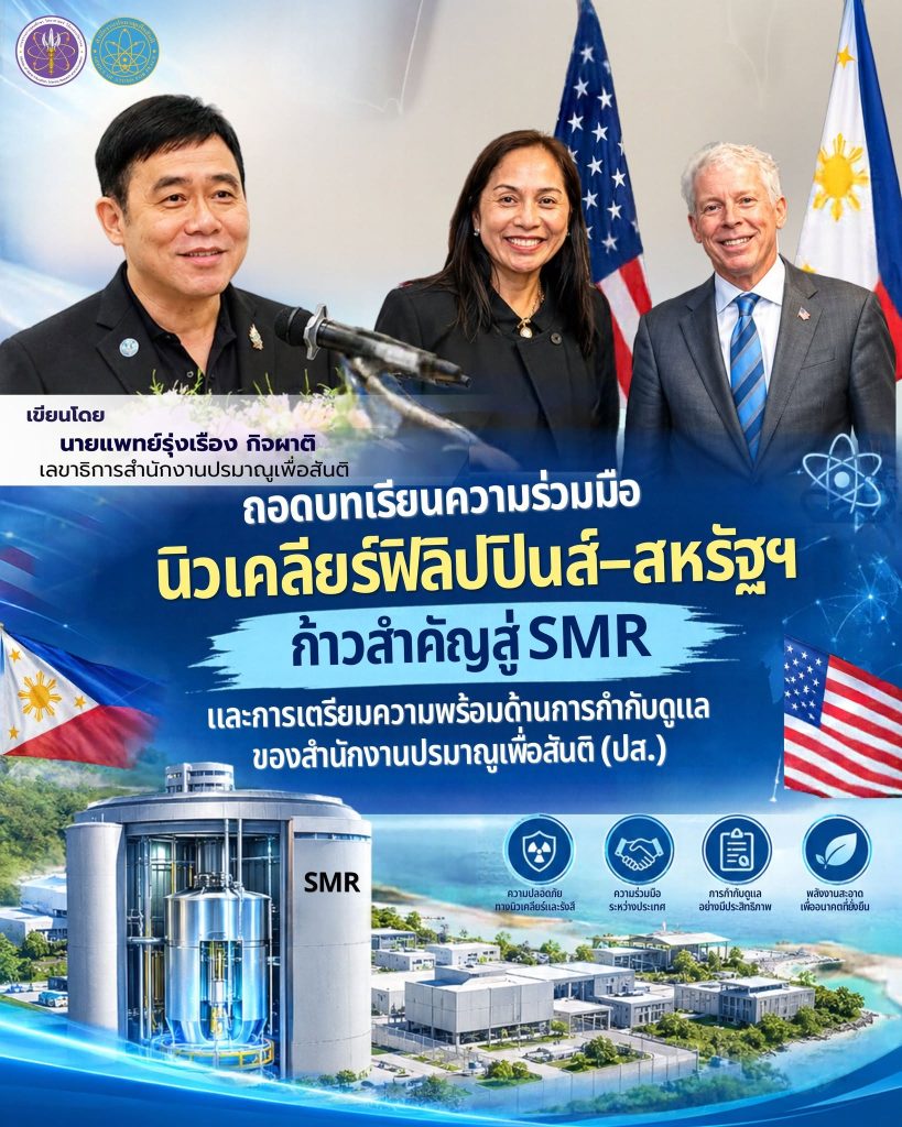 ถอดบทเรียนความร่วมมือนิวเคลียร์ฟิลิปปินส์–สหรัฐฯ: ก้าวสำคัญสู่ SMR และการเตรียมความพร้อมด้านการกำกับดูแลของสำนักงานปรมาณูเพื่อสันติ (ปส.)