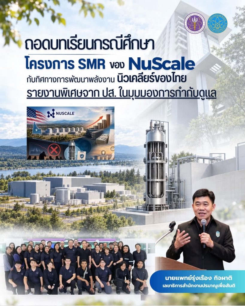 “ถอดบทเรียนกรณีศึกษาโครงการ SMR ของ NuScale กับทิศทางการพัฒนาพลังงานนิวเคลียร์ของไทย” รายงานพิเศษจาก ปส. ในมุมมองการกำกับดูแล