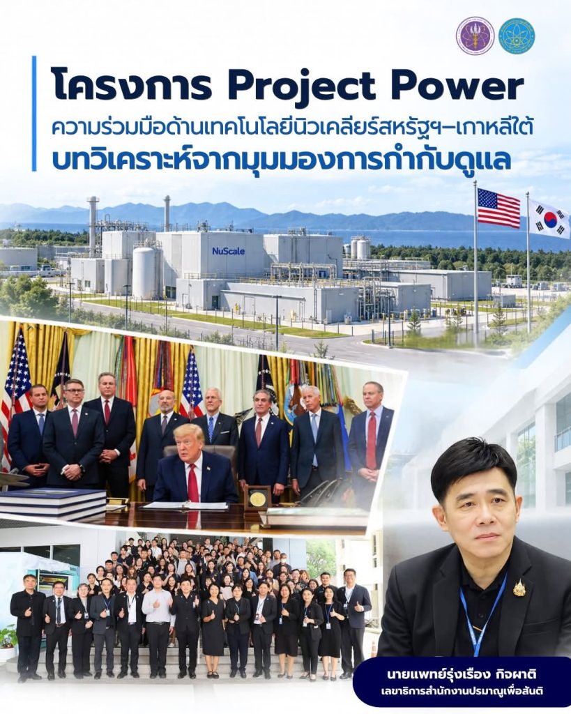 โครงการ Project Power ความร่วมมือด้านเทคโนโลยีนิวเคลียร์สหรัฐฯ–เกาหลีใต้…บทวิเคราะห์จากมุมมองการกำกับดูแล